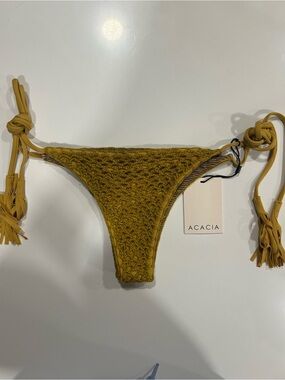 Acacia Mustard Crochet Tie-Side Bikini Bottom Style: Polihale Color: Mustard NWT